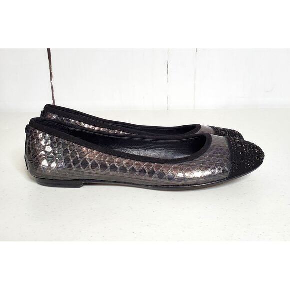 Donald J Pliner Great Snakeskin Cap-Toe Ballet Flats 7 - Picture 2 of 9